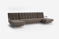 Диван МЛК, г. Можга Финка-2 п-образный, подлокотники хром, велюр Пони 33