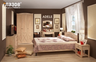 Спальня Глазовская МФ композиция 2 ADELE Дуб Сонома/Орех шоколадный спальня