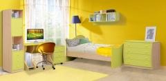 Набор модульной мебели Матрица для детской комнаты Юниор-11.1 Дуб молочный/Лайм