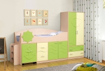 Набор модульной мебели Матрица для детской комнаты Юниор -12.1 МДФ матовый Дуб молочный/Синий/Ваниль