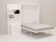 Откидная кровать с полкой Новый век Смарт 1 К 1400+П левая Белая шагрень