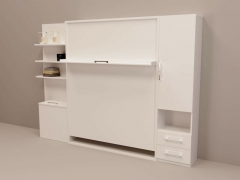 Шкаф-кровать Новый век Смарт 1 с полками 1400 левый Белая шагрень